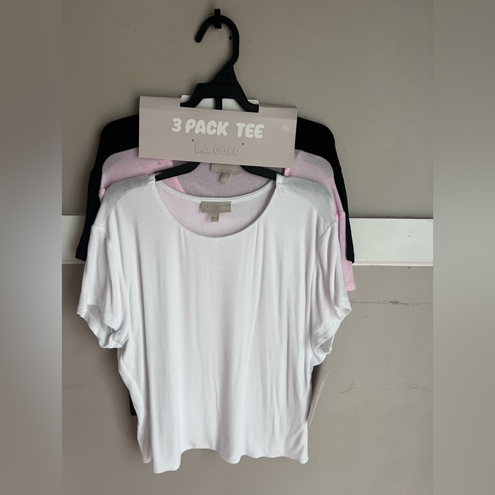 Women's Short Sleeve Tee 3-Pack - White, Pink, Black
